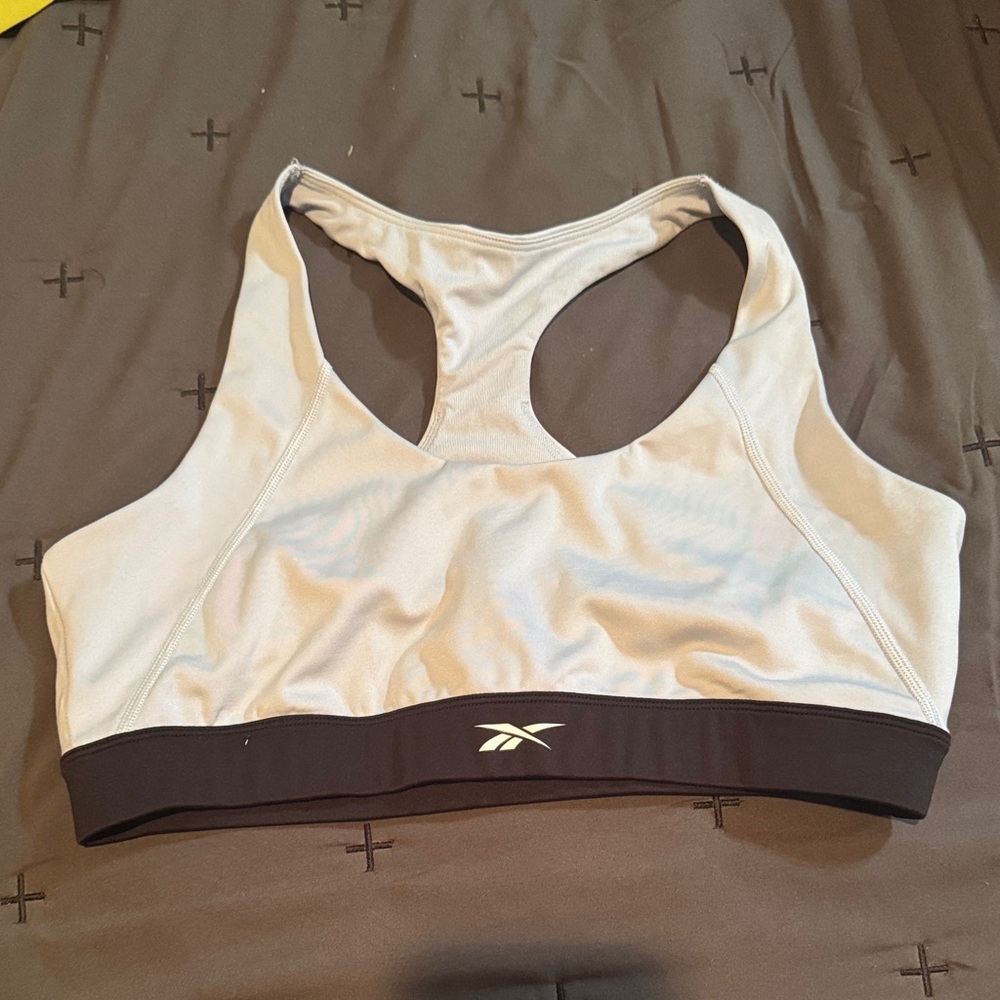 Reebok Women's Light Gray and Black Sports Bra
